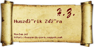 Huszárik Zóra névjegykártya